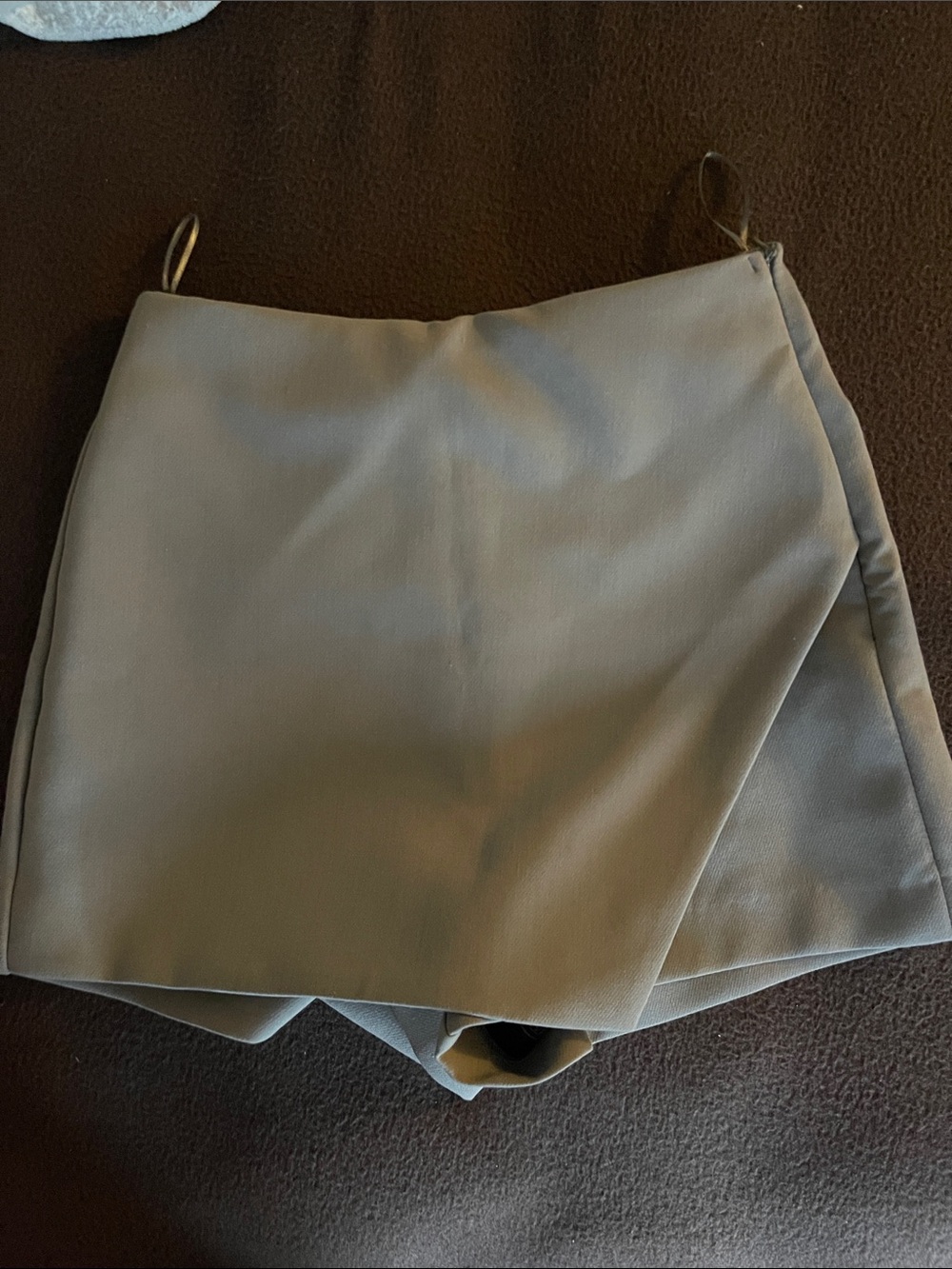 Light Gray Wrap-Front Skort with Hidden Shorts